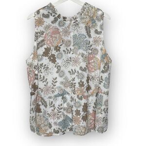 Loft LOFT Ann Taylor Shimmer Floral Tie Back Peplum Shell Top Women’s XL NWT